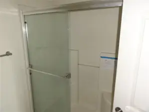 Shower in bathroom.