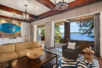 Lower level recreation room perfect for indoor and outdoor entertaining.