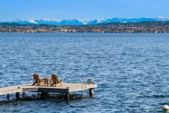 Sit on the dock and take in the sweeping city, lake and mountain views.