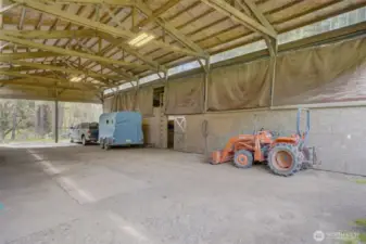 plenty of storage for farm equipment and bales of hay for winter
