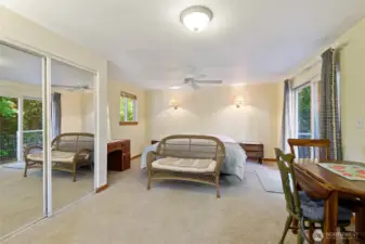 Bdrm in cabin #1 has a large King size bed.
