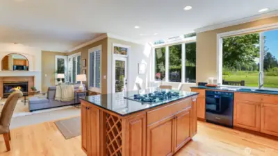 Adjacent family room, includes door out to entertaining deck