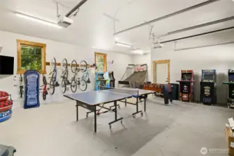 Two Car Garage transformed into game room