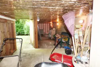 Storage under the deck that you can stand up in too.