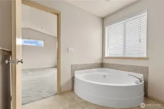 Enjoy a relaxing bath in the big garden tub.