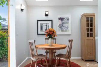 Inside you'll find a dining area...