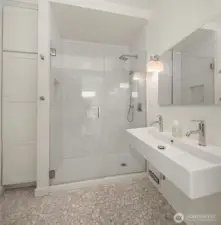 Downstairs bathroom.  All bathrooms have been beautifully updated.