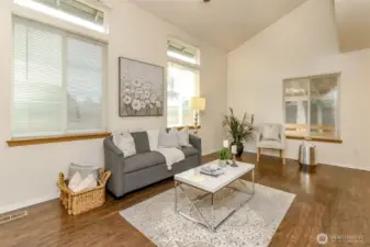 Spacious Living Area with vaulted ceilings.