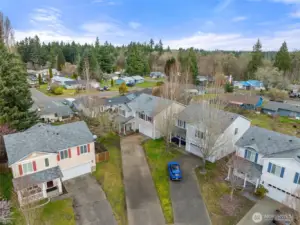 Aerial showcasing extra-long driveway