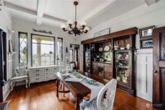 Entertain in the formal dining room with a view