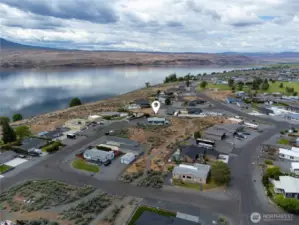 Aerial view facing Columbia River.