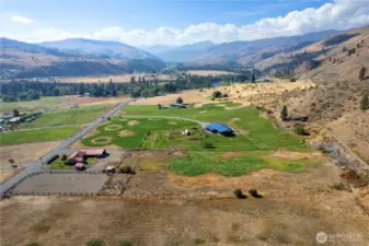 The shot showing fields, arena, and full layout to set scale.
