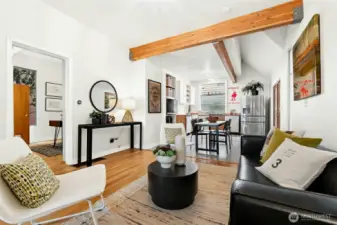 Great room flows into dining space & kitchen