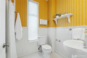 Full bath on main floor next to office