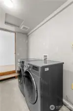 LAUNDRY ROOM | The laundry room shares space with the radiant heat system and is located in the west wing hallway.