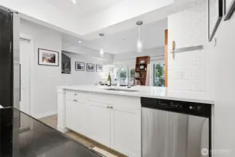 View from kitchen looking out toward living/sleeping area.