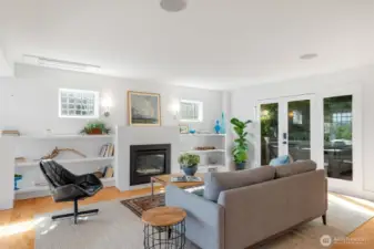 French doors to backyard