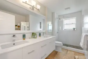 Upstairs bathroom with walk-in shower