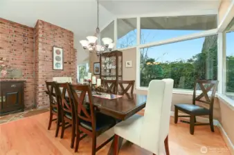 Large windows bringing the outdoors in.