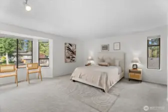 The spacious master suite with double closets