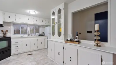 The built-in china cabinet has plenty of space for all your collectibles