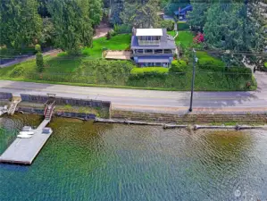 Overview w/ 2 Driveways and Access to Dock~