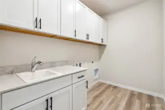 Laundry Room offers a Sink and Cabinets