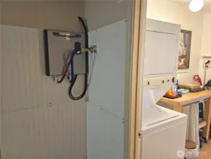 Notice the point of use water heater, one of two that have been installed for convenience.