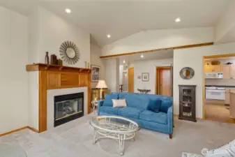 Propane fireplace with custom mantle. Fireplace is propane but the tank has been removed, the fireplace was working when owner removed the tank.