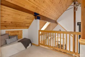 Loft space provides additional space for extra guests.