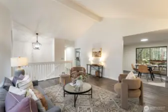 The living room and dining room just flow into one another for separate rooms that feel together when entertaining.