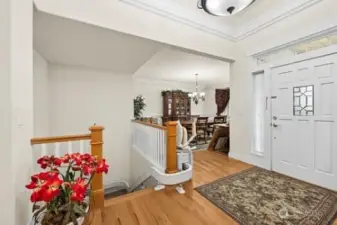 Interior entrance. Real Hardwood floors on the main common floors.