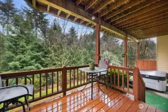 Lower level deck and Hot Tub.