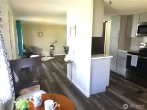 New kitchen to the right and livingroom to the left.