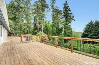 Huge Deck and this home features 4 Sliders to the patio areas.