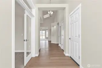 Welcome home! Step into the entry hall with hardwood flooring, contemporary details and white millwork throughout.