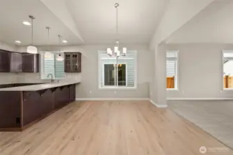 Open concept floorplan for easy flow between kitchen, dining and living room.