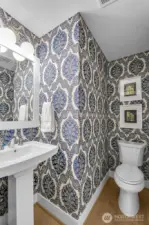 Stylish powder room on main level.