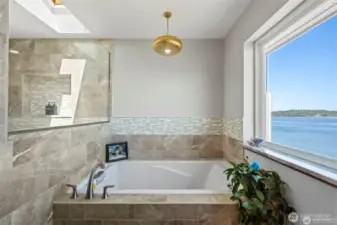 Lovely soaking tub with a view