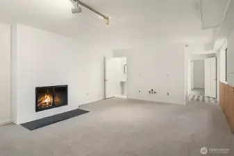 Daylight basement with family room .