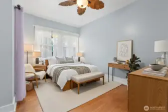 Primary bedroom virtually staged