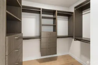 Endless closet space in the primary bedroom walk-in closet!