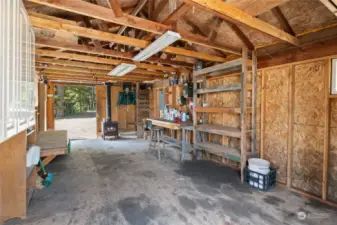 More interior of the shop with stroage areas.