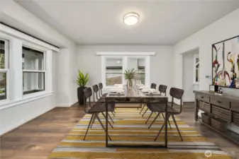 Virtually staged dining room.