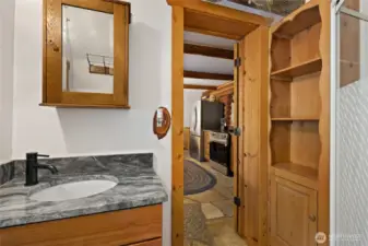 Bathroom has updated cabinets and countertops as well.