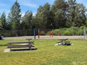 Sand volleyball courts and tables to soak up the sun.