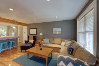 From the main entry looking into the living room and kitchen