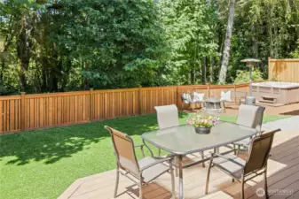 Deck off of the back of the house.