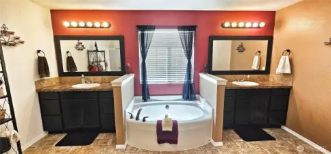Primary Bedroom Suite #1 Bathroom double sinks and soaking tub