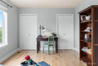 Another view of second bedroom with large wall to wall closets.